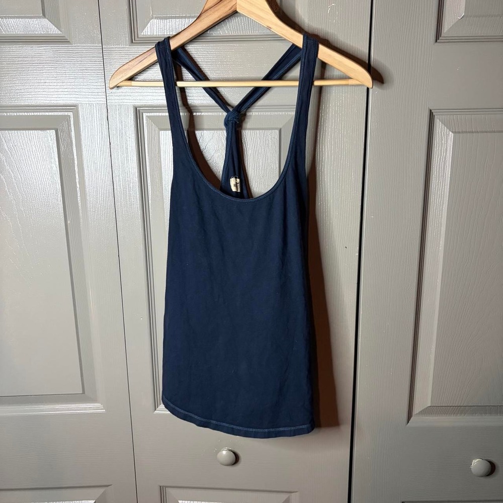 Hollister Navy Blue Tie Back Cami Tank Top Y2K Sleeveless Scoop Neck Small